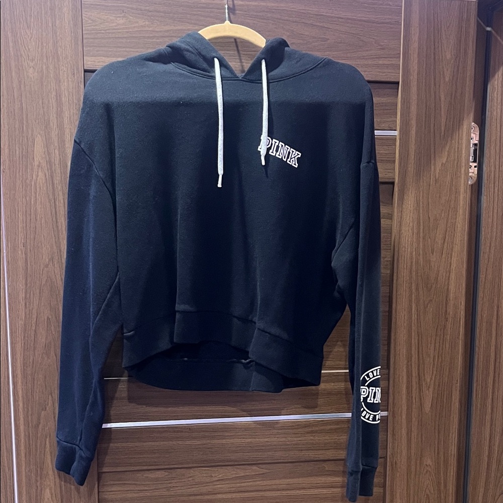 PINK Victoria's Secret Black Cropped Hoodie